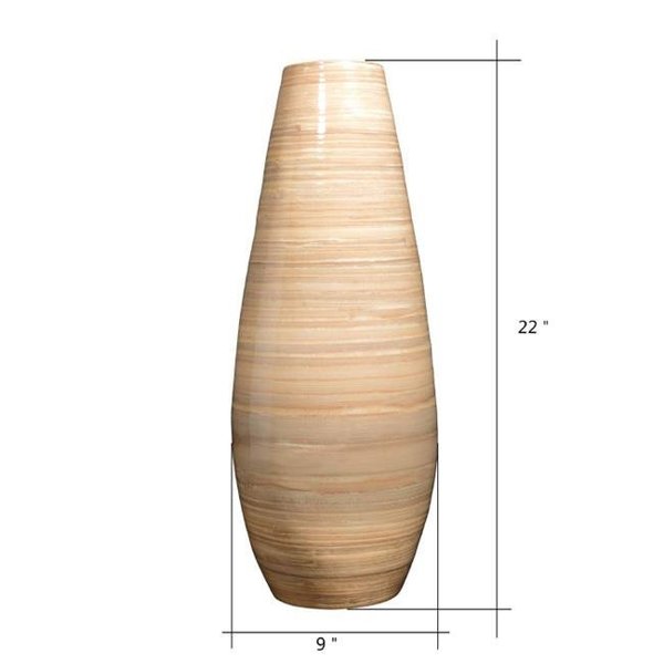 Villacera Villacera 83-DEC7043 Handcrafted 22 in. Tall Natural Bamboo Decorative Tear Drop Floor Vase for Silk Plants 83-DEC7043